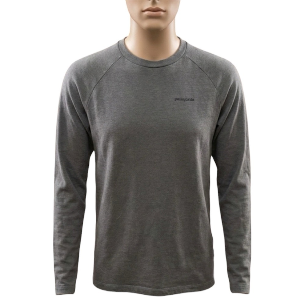Patagonia Organic Cotton Long Sleeve T Shirt Men's Gray Crew Neck Size M